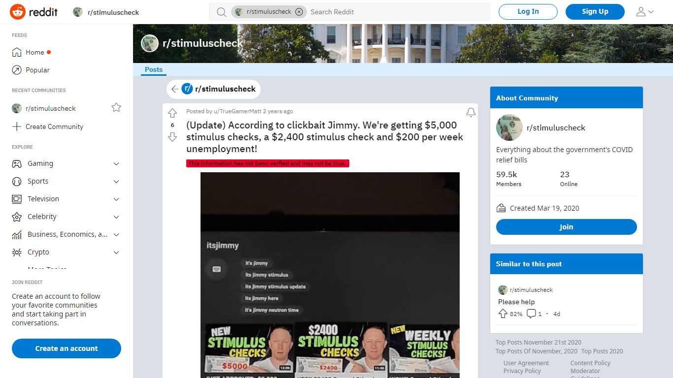 (Update) According to clickbait Jimmy. We're getting $5,000 stimulus ...