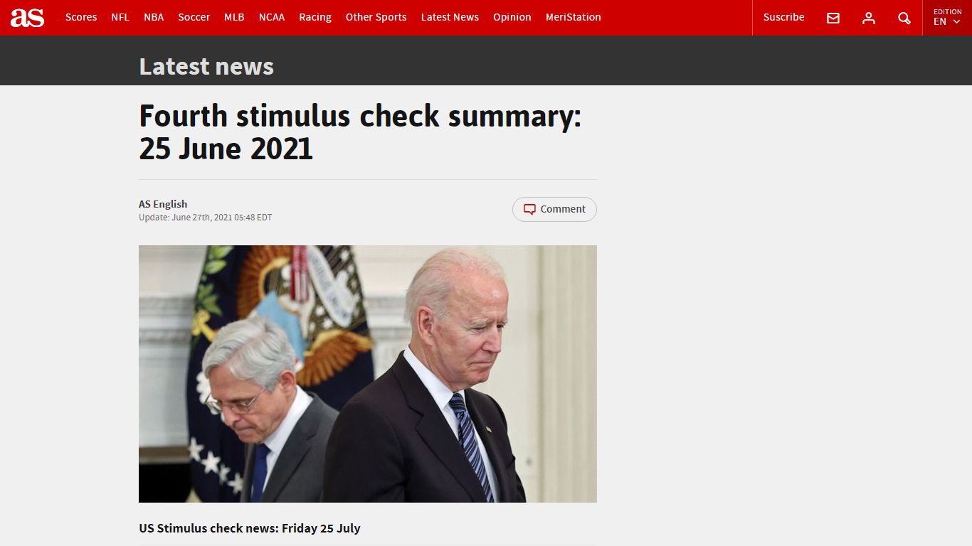 Fourth stimulus check summary: 25 June 2021 - AS USA - AS.com